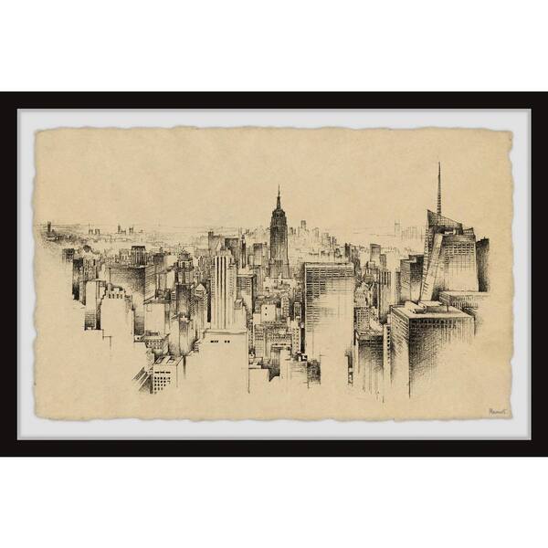 Unbranded "New York Skyline Sketch" by Marmont Hill Framed Architecture Art Print 12 in. x 18 in.
