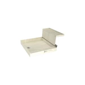 Base'N Bench 60 in. L x 48 in. W Alcove Shower Pan Base and Bench with Left Drain and Polished Chrome Drain Plate