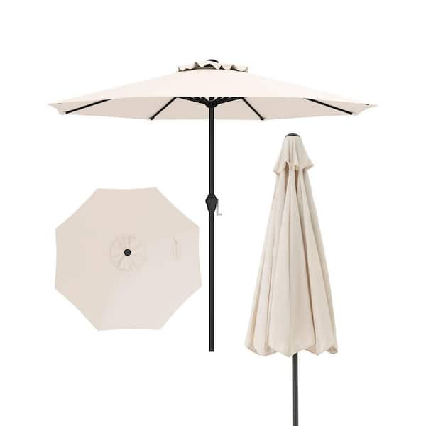 8.2 ft. Metal Patio Umbrella with Crank Handle in Beige