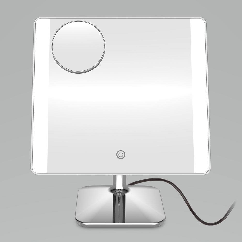 Polished Chrome LED Vanity Mirror with Phone Holder