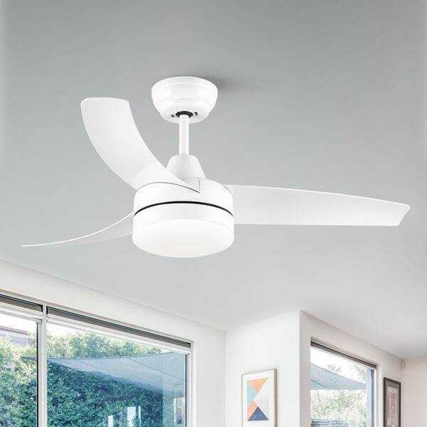 YUHAO 42 in. Indoor Matte White DC Motor Integrated LED Ceiling Fan