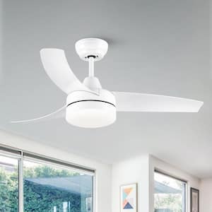 Modern 42 in. Indoor Matte White Dimmable Ceiling Fan with Integrated LED, DC Motor and Remote Control