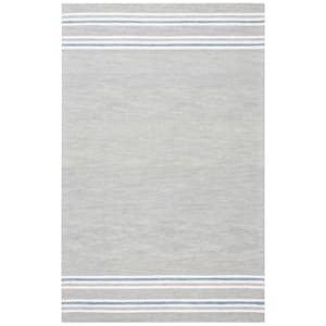 Metro Grey/Blue 4 ft. x 6 ft. Striped Solid Color Area Rug