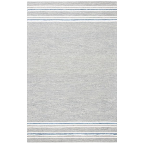 SAFAVIEH Metro Grey/Blue 4 ft. x 6 ft. Striped Solid Color Area Rug