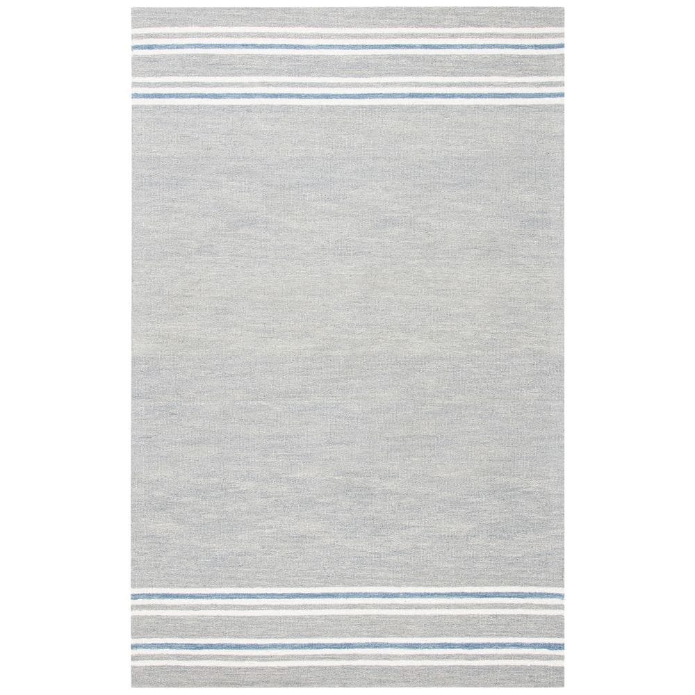 Gray and Blue Hand-Tufted Wool Rectangular Area Rug