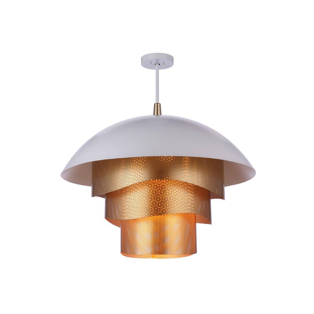 Matte White and Gold LED Dome Pendant Light