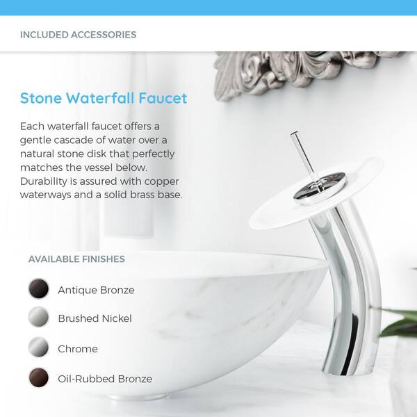 Mr Direct Stone Vessel Sink In Honed Basalt Black Granite With Waterfall Faucet And Pop Up Drain In Oil Rubbed Bronze 862 Swf Orb The Home Depot