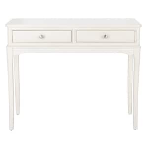 Opal 13 in. Distressed White Rectangle Wood Console Table with Drawer