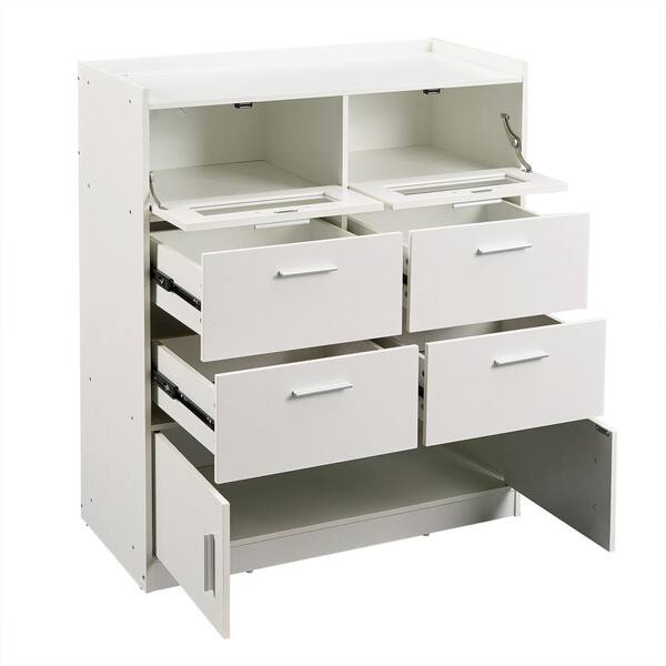 Walsunny Kitchen Island Rolling Cart with Storage Cabinet