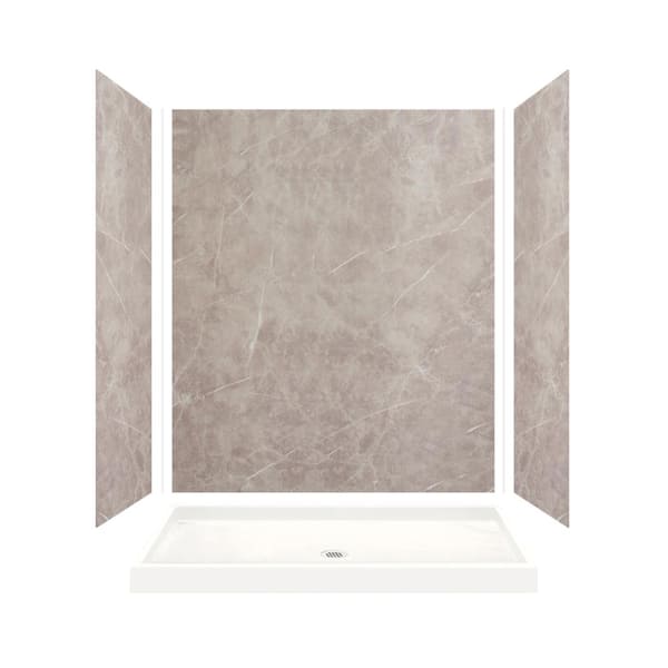 Transolid Expressions 32 in. x 60 in. x 72 in. Shower Kit with Center Drain in Dover Stone