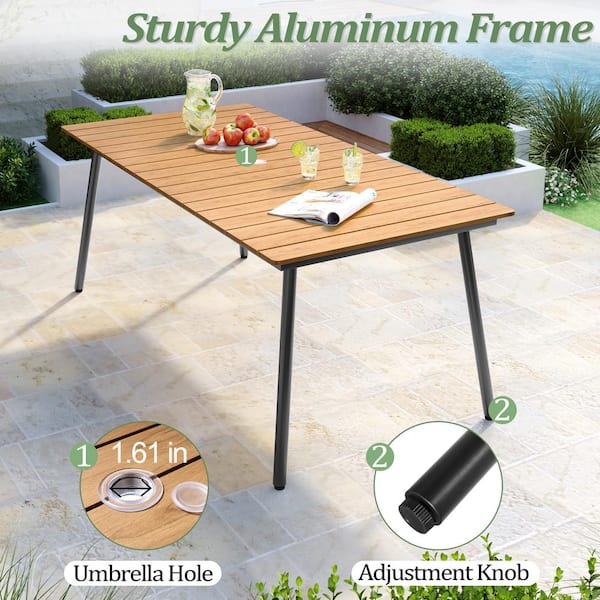 Pellebant 70.86 in. Brown Rectangular Aluminum Outdoor Patio Pellebant 70.86 in. Brown Rectangular Aluminum Outdoor Patio