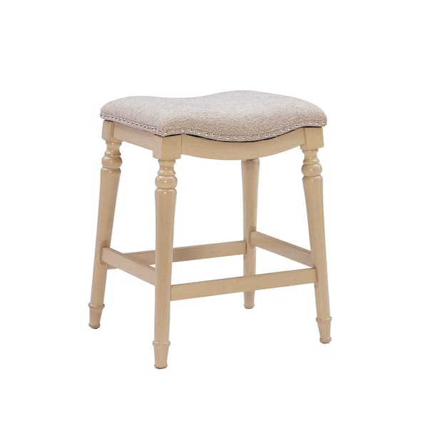 Powell Company Collins Cream Big and Tall Saddle Seat Counter Stool