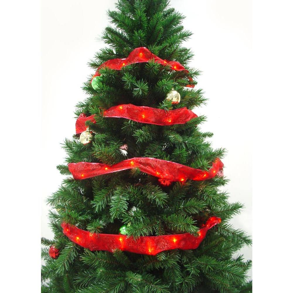 Decorative Red Satin Christmas Tree Ribbon Stock Illustration
