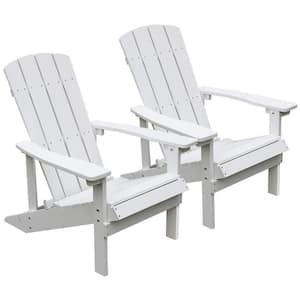 Patio Hips Plastic Adirondack Chair Lounger, Weather Resistant, for Lawn Balcony Deck in White (2-Pack)
