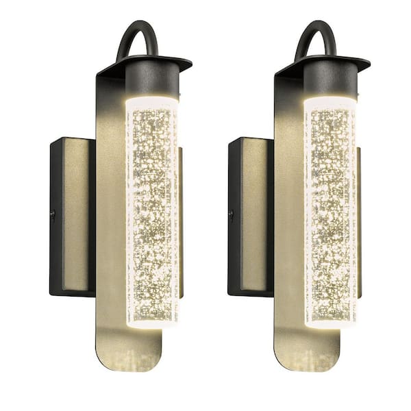 HomeLighting 1-Light Black Modern Wall Sconces LED 4000K Neutral White with Bubble Crystal Wall Mounted, 2Pack