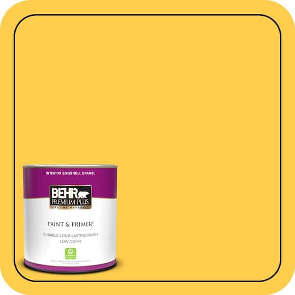 BEHR PREMIUM PLUS 1 qt. #340B-6 Pineapple Soda Eggshell Enamel Low Odor Interior Paint & Primer
