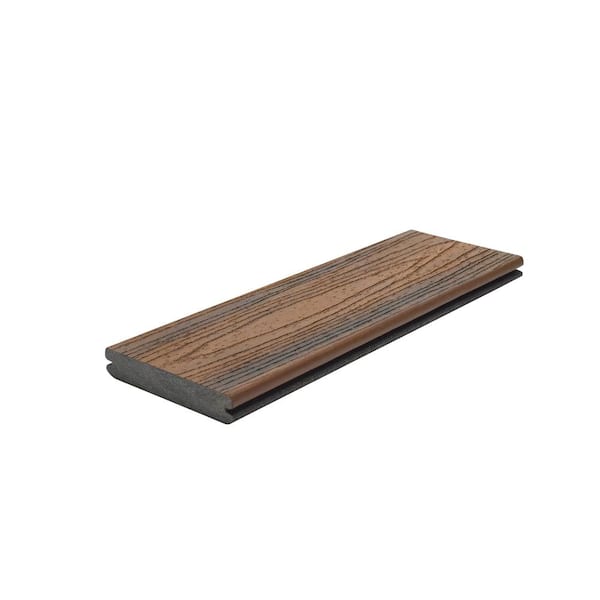 Trex Transcend 1 in. x 6 in. x 16 ft. Spiced Rum Grooved Edge Brown Composite Deck Board