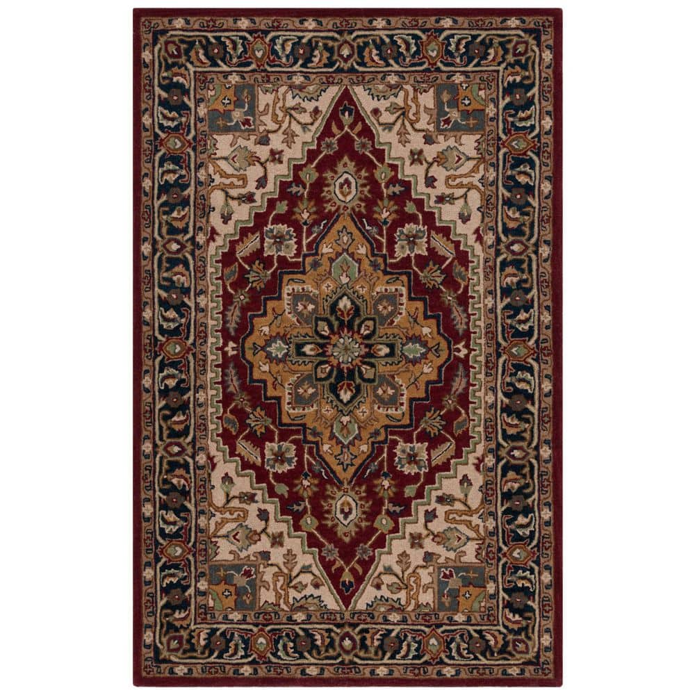 SAFAVIEH Heritage Red/Ivory 3 ft. x 5 ft. Ornate Border Area Rug HG225Q ...