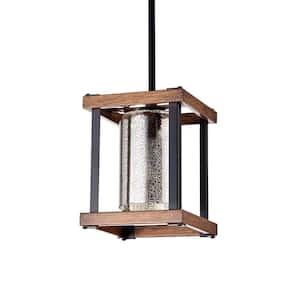 Asosi 48.03 in. 1-Light Indoor Brown and Black Finish Pendant Light with Light Kit