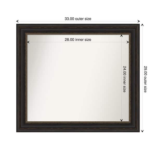 Amanti Art Accent Bronze 33 in. x 29 in. Custom Non-Beveled Polystyrene Antique Framed Bathroom Vanity Wall Mirror
