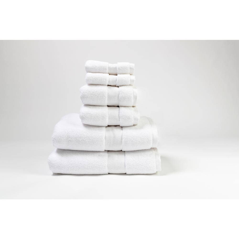 Lintex Signature 6-Piece 100% Cotton Bath Towel Set in White 836350 ...