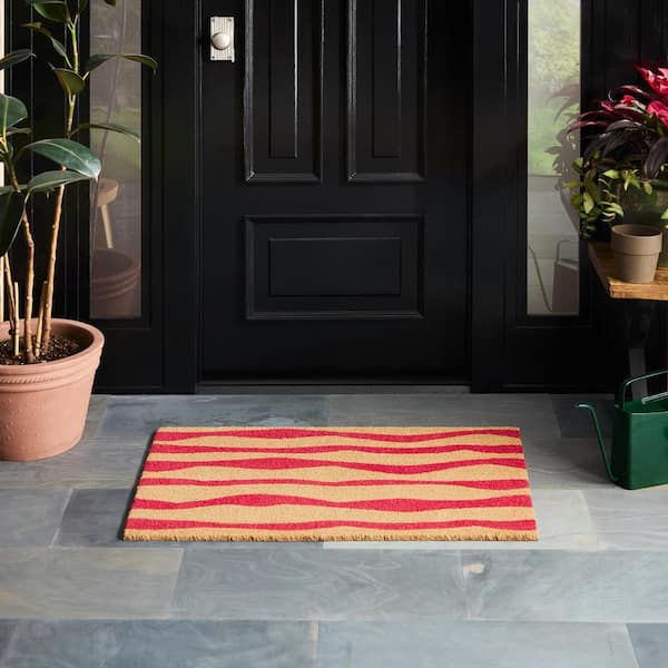 Ravine Abstract Red 24 in. x 36 in. Mountain Coir Door Mat