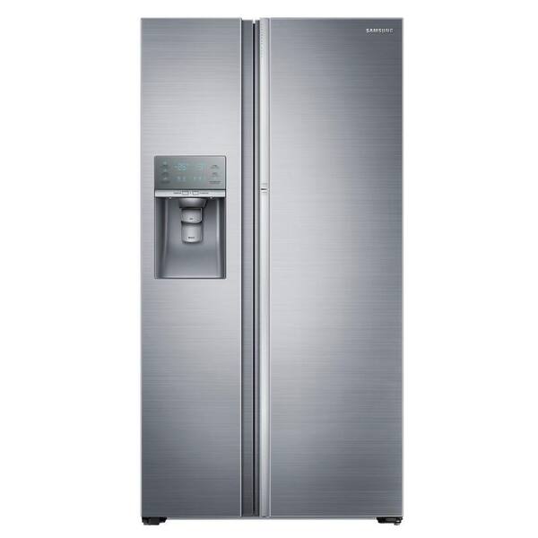 Samsung 21 5 Cu Ft Side By Side Refrigerator In Stainless Steel Counter Depth Food Showcase Design Rh22h9010sr The Home Depot