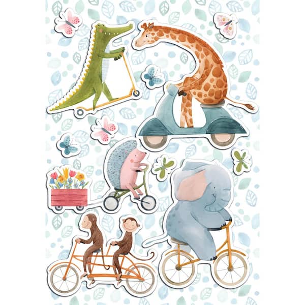 Crearreda Multi-Colored Semi-Gloss Riding Animals Wall Stickers