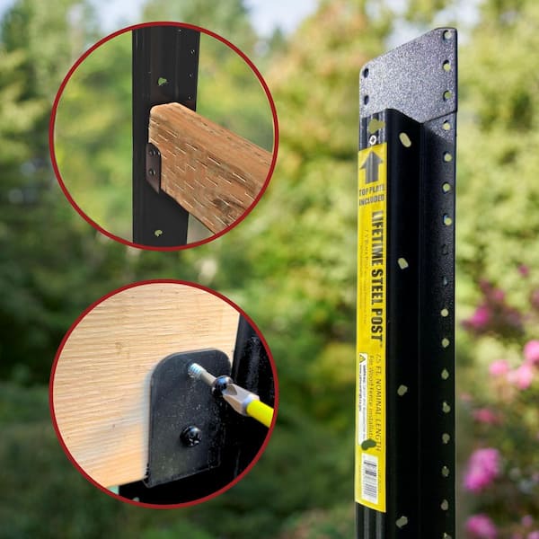 LIFETIME STEEL POST 5 in. x 4 in. x 2 in. LTP Black Steel Rail Support Clips (6-Pack)