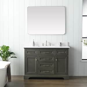 Thompson 48 in. W x 22 in. D Bath Vanity in Silver Gray with Engineered Stone Vanity in Carrara White with White Sink