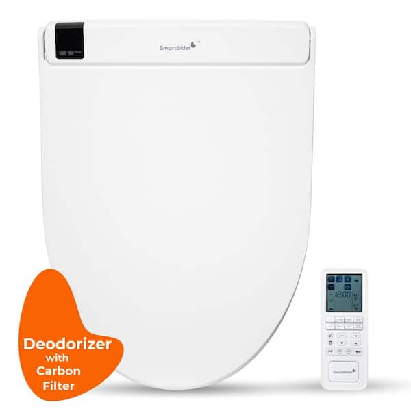 Electric Bidet Seat for Elongated Toilets with Remote Control in White