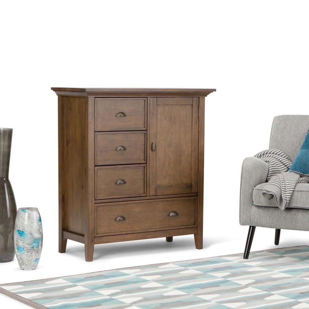 Rustic Natural Aged Brown Solid Hardwood Storage Cabinet