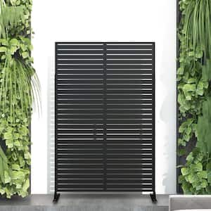 72 in. x 47 in. Outdoor Metal Privacy Screen Garden Fence in Louver Pattern in Black