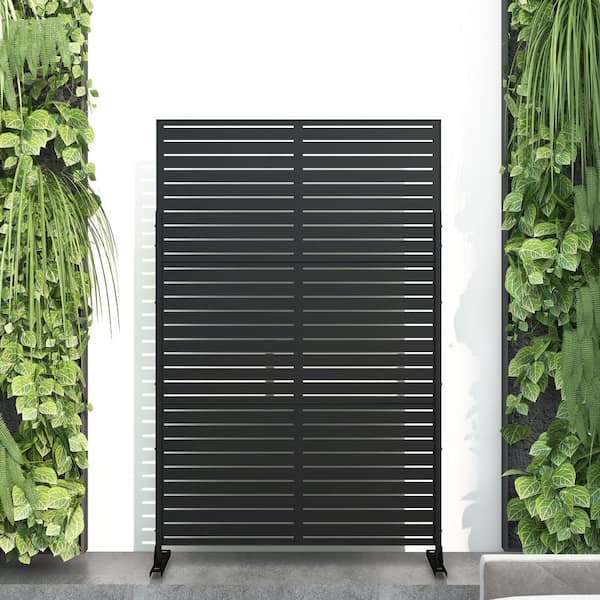 PexFix 72 in. x 47 in. Outdoor Metal Privacy Screen Garden Fence in Louver Pattern in Black