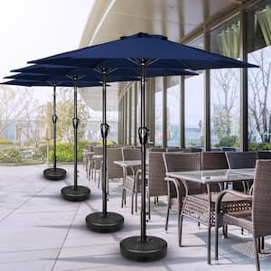 7.5 ft. Aluminum Outdoor Market Table Patio Umbrella with Hand Crank Lift in Dark Blue