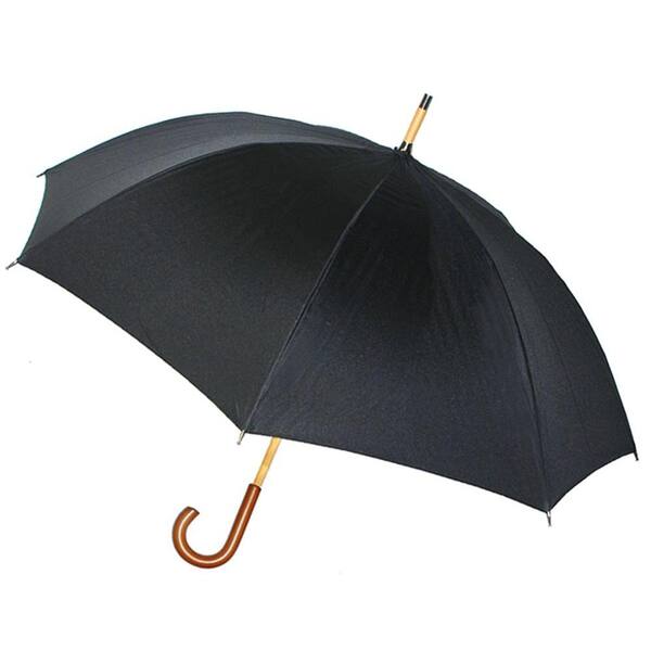 Unbranded Kenlo 48 in. Arc Cherry Wood Handle Stick Umbrella in Black