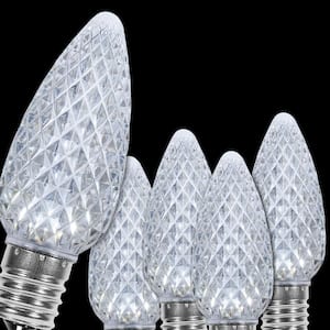 OptiCore C9 LED Cool White Faceted Christmas Light Bulbs (25-Pack)