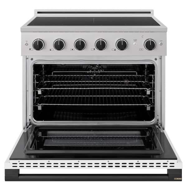 Autograph 36 in. 5.2 cu. ft. Marino Freestanding Induction Range with 5 Burners and Black Accents with White Door