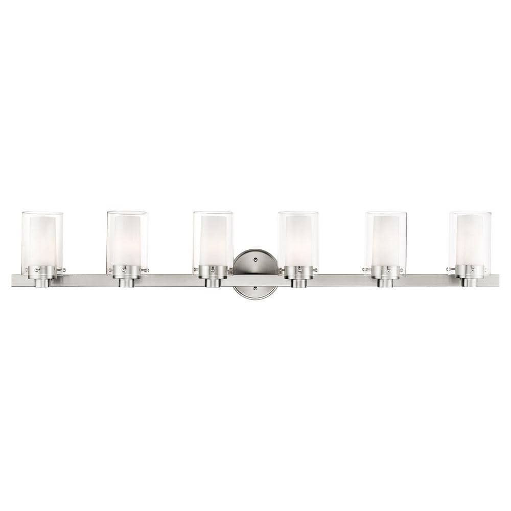 Brushed Nickel 6-Light Modern Bathroom Vanity Fixture
