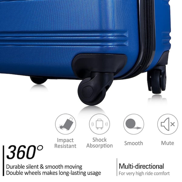 Merax Dark Blue 3-Piece Expandable ABS Hardside Spinner Luggage