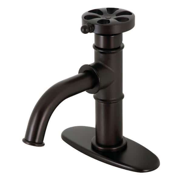 Kingston Brass Belknap Single-Handle Single-Hole Bathroom Faucet with Push Pop-Up and Deck Plate in Oil Rubbed Bronze