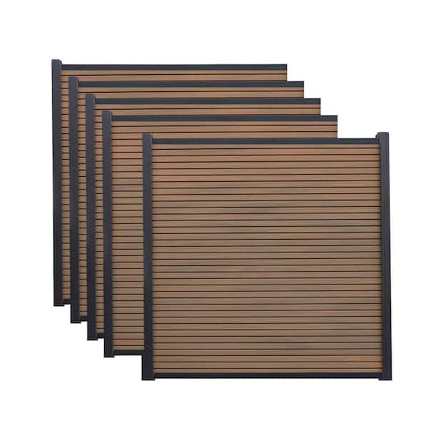 Frame It All 6 ft. x 6 ft. Riviera Composite Fence Panel Teak (5-Pack)