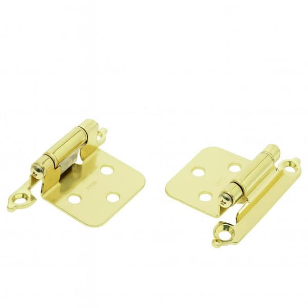 1-1/2 in. Half Overlay Self-Closing Exposed No Radius Cabinet Hinge in Satin Brass - (Set of 50)