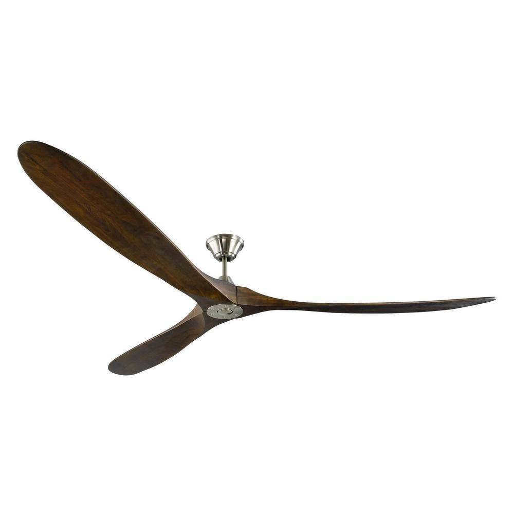 88-Inch Brushed Steel Ceiling Fan with Dark Walnut Blades and Remote