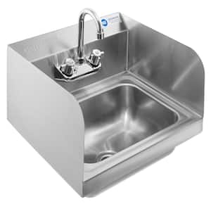 18-Gauge 17 in. Stainless Steel Wall Mount 1-Compartment Commercial Kitchen Hand Sink with Faucet and Sidesplashes