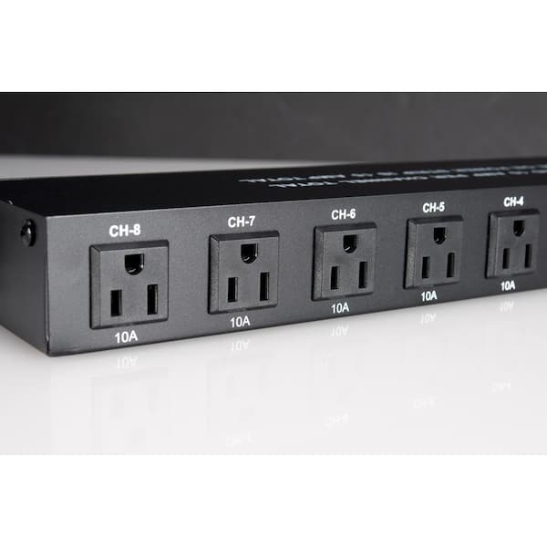 8-Outlet On/Off Rack Mount Power Distribution Panel 8 Edison's On The Rear Controlled By Rockers On The Front