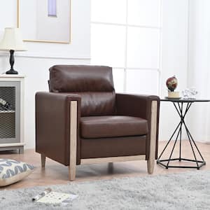 Brown PU 1-Seater Sofa Accent Arm Chair for Living Room, Bedroom and Office