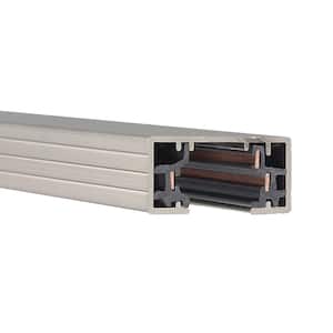 H-Track 4 ft. 120-Volt Brushed Nickel Single Circuit Lighting Fixed Track Lighting Rail with 2-Endcaps