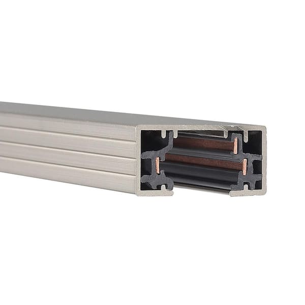 WAC LIMITED H-Track 4 ft. 120-Volt Brushed Nickel Single Circuit Lighting Fixed Track Lighting Rail with 2-Endcaps