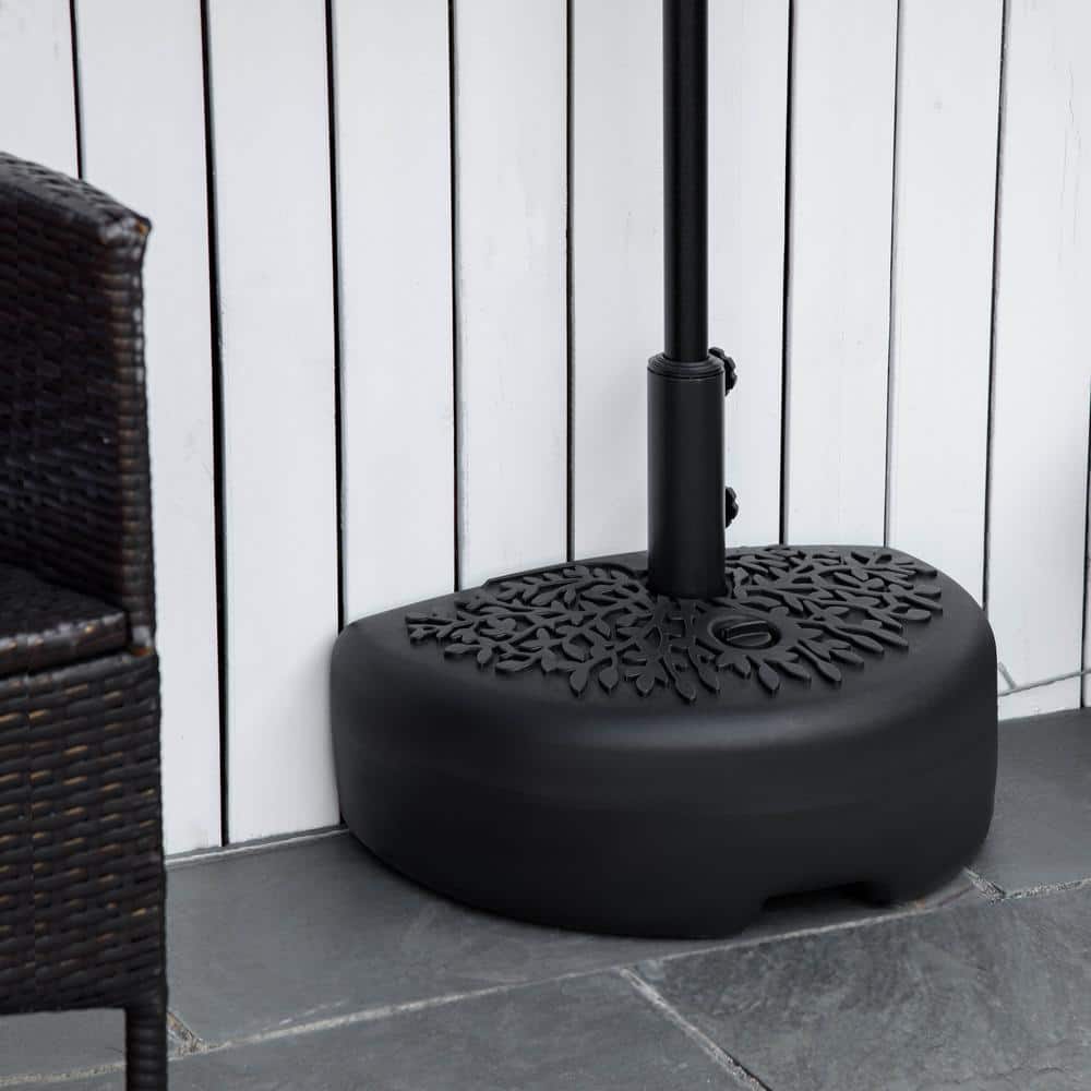 Black Metal Half Round Patio Umbrella Base Stand Holder